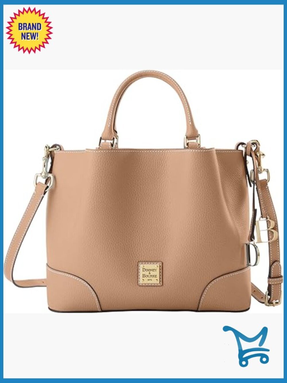 Leather Satchel Handbag with Adjustable Strap, Multiple Pockets